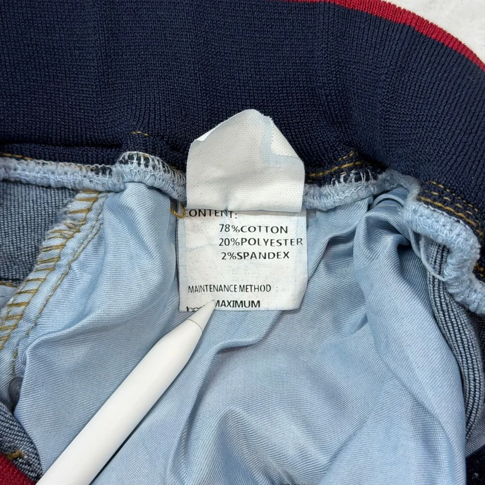 Ferryboat 76 Jogger Jeans Mens 38 Blue‎ Good Elastic Waist Drawstring Distressed